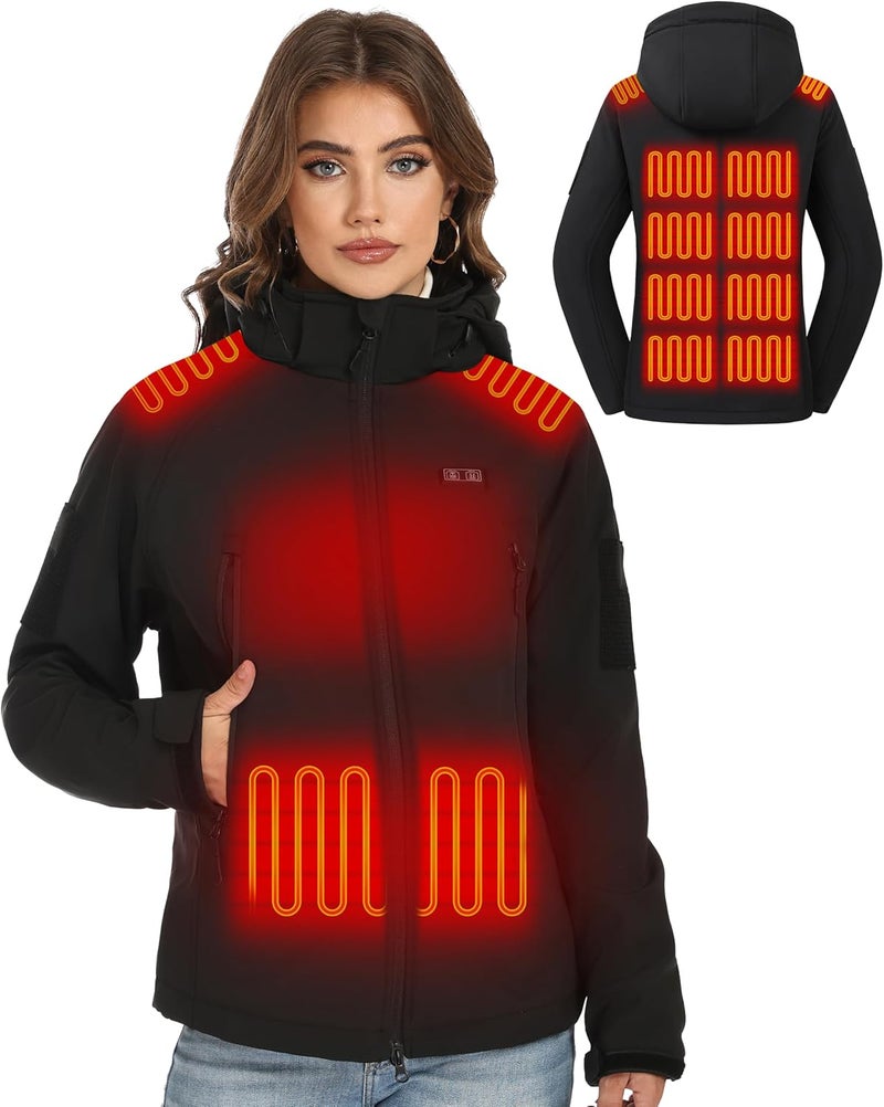 VENTROLLO Store Womens Heated Jacket with 16000 mAh Battery, 12 Heating Zones, Waterproof Heating Jacket Coat with Detachable Hood - Image 1